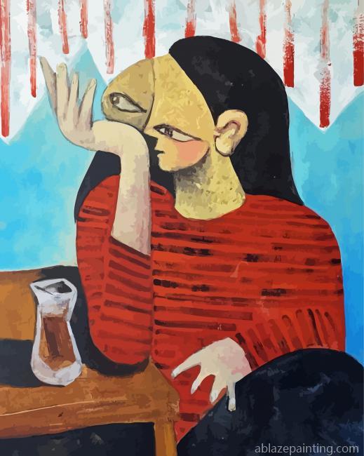 Abstract Woman Drinking Tea Paint By Numbers.jpg