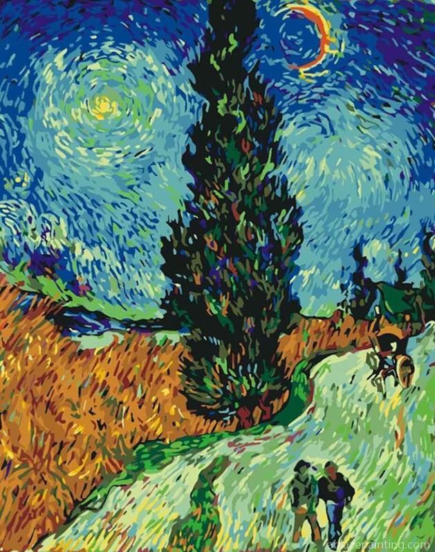 Road With Cypress And Star Van Gogh Landscape Paint By Numbers.jpg
