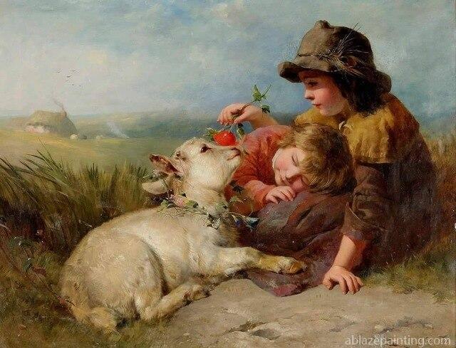 Children With Cow Paint By Numbers.jpg