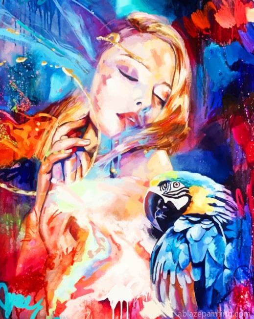 Colorful Woman And Parrot New Paint By Numbers.jpg