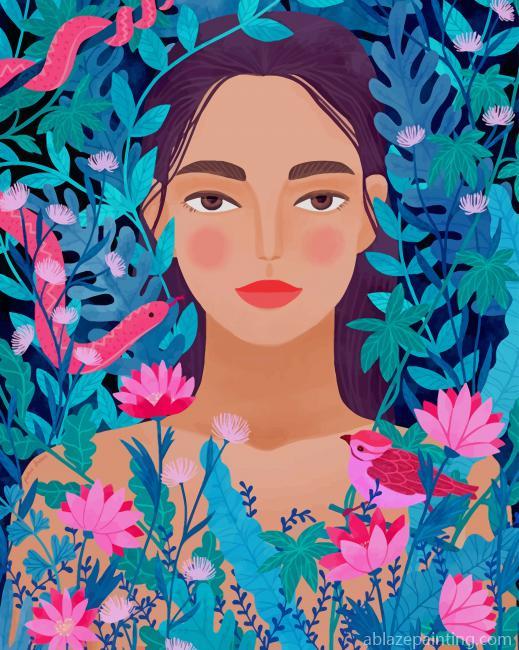 Floral Girl Illustration New Paint By Numbers.jpg