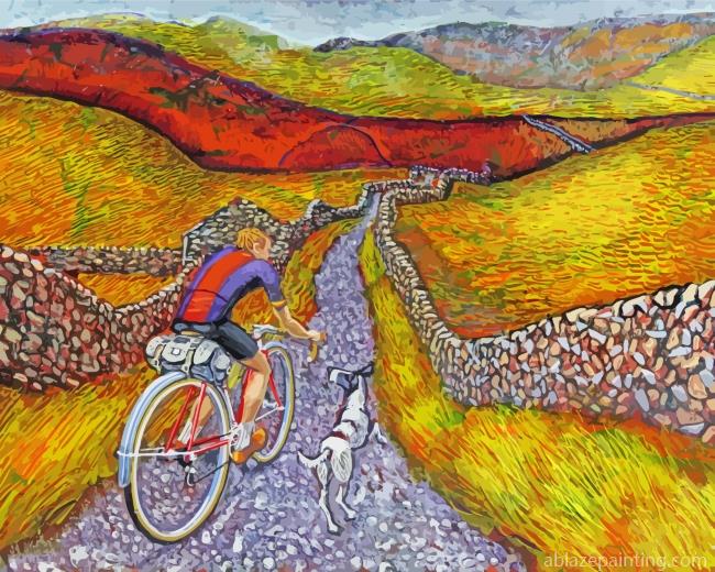 Cyclist With Dog Art Paint By Numbers.jpg