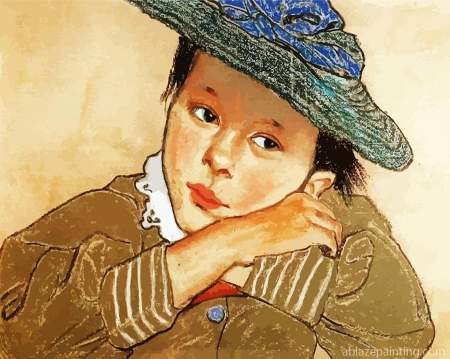 A Girl In A Blue Hat Paint By Numbers.jpg