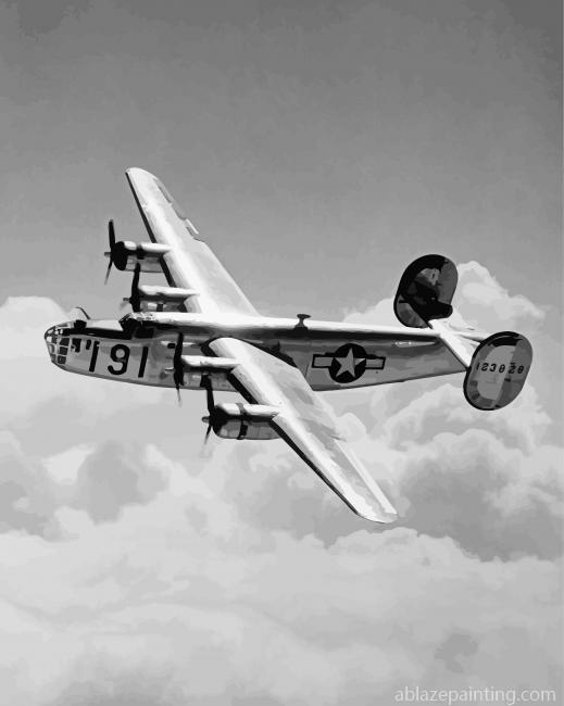 Black And White B 24 Bomber Paint By Numbers.jpg