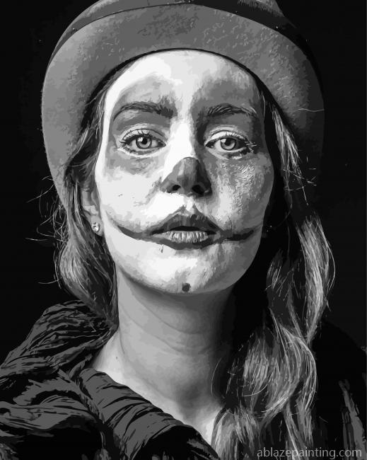 Black And White Sad Girl Clown Paint By Numbers.jpg
