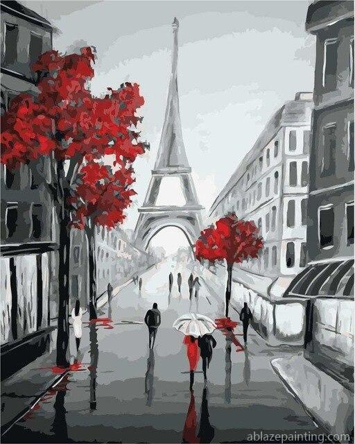 Paris Street View In Black And Red Cities Paint By Numbers.jpg