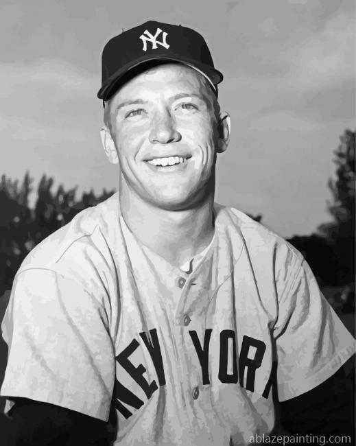 Black And White Baseballer Mickey Mantle Paint By Numbers.jpg