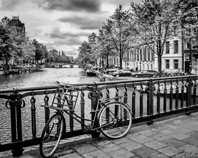 Black And White Amsterdam Bicycle Paint By Numbers.jpg