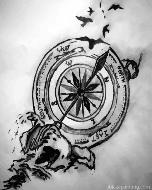 Black And White Compass Art Paint By Numbers.jpg