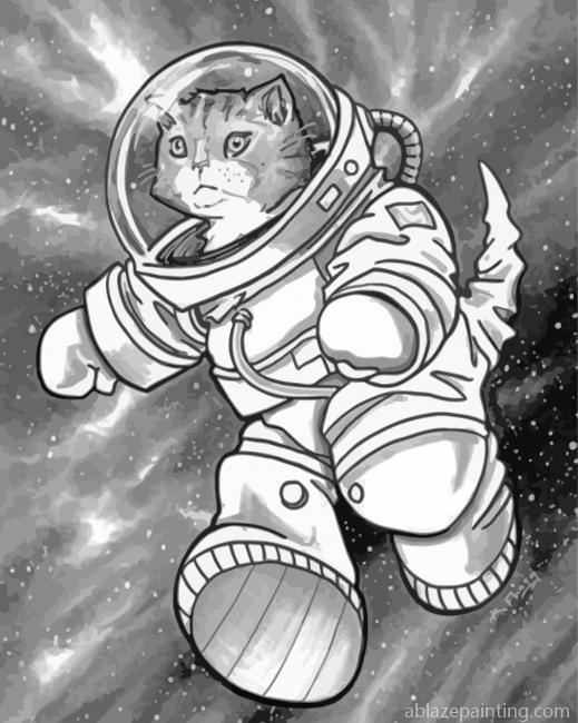 Black And White Astronaut Cat Paint By Numbers.jpg
