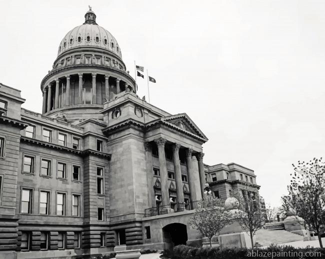 Idaho State Capitol Black And White Paint By Numbers.jpg