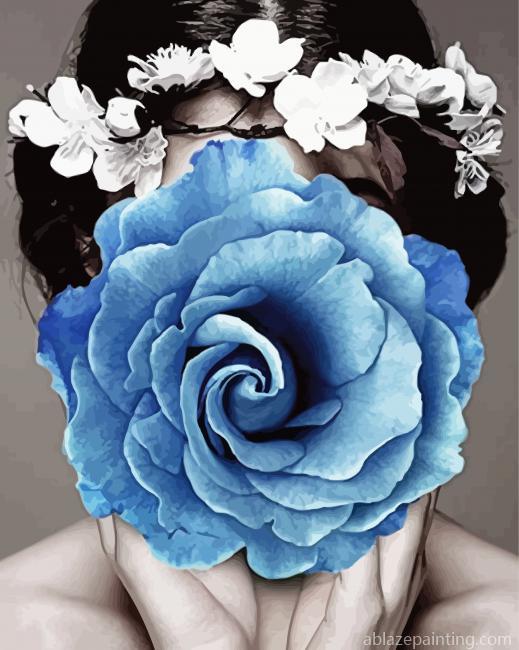 Black And White Lady With Blue Flower Paint By Numbers.jpg