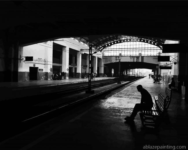 Man Silhouette Train Station Paint By Numbers.jpg