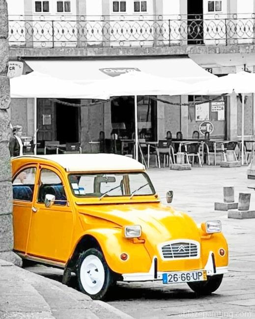 Yellow Car In Black And White Theme New Paint By Numbers.jpg