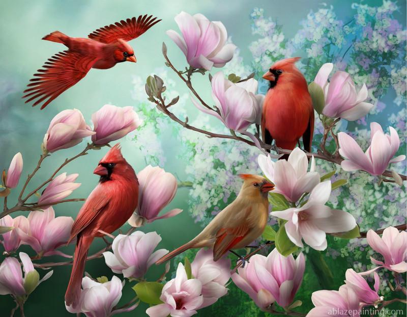 Cardinal Birds And Flowers Paint By Numbers.jpg