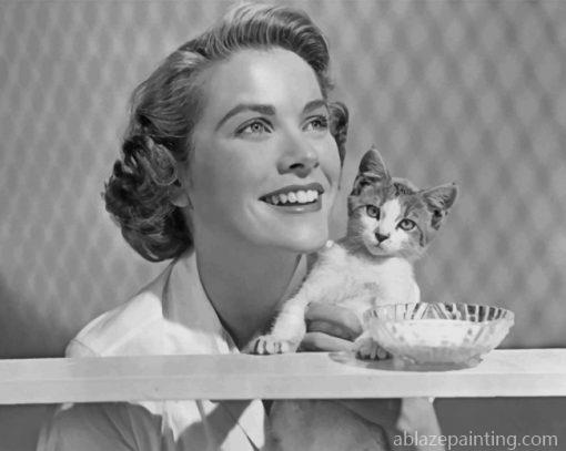 Grace Kelly And Her Kitty Paint By Numbers.jpg