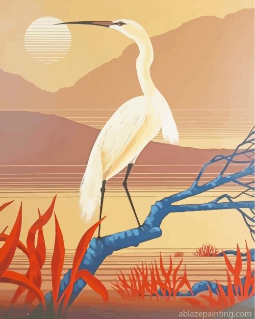 Illustration Egret Bird Paint By Numbers.jpg