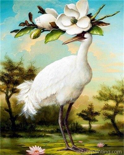 White Egret And Flowers Paint By Numbers.jpg