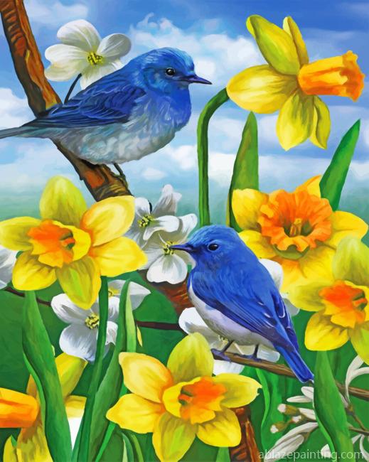Bluebirds And Wild Daffodils Paint By Numbers.jpg