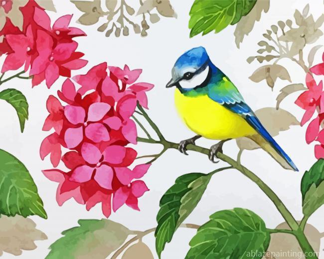 Bird With Hydrangea Paint By Numbers.jpg