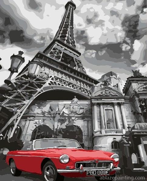 Red Car And Eiffel Tower Paint By Numbers.jpg