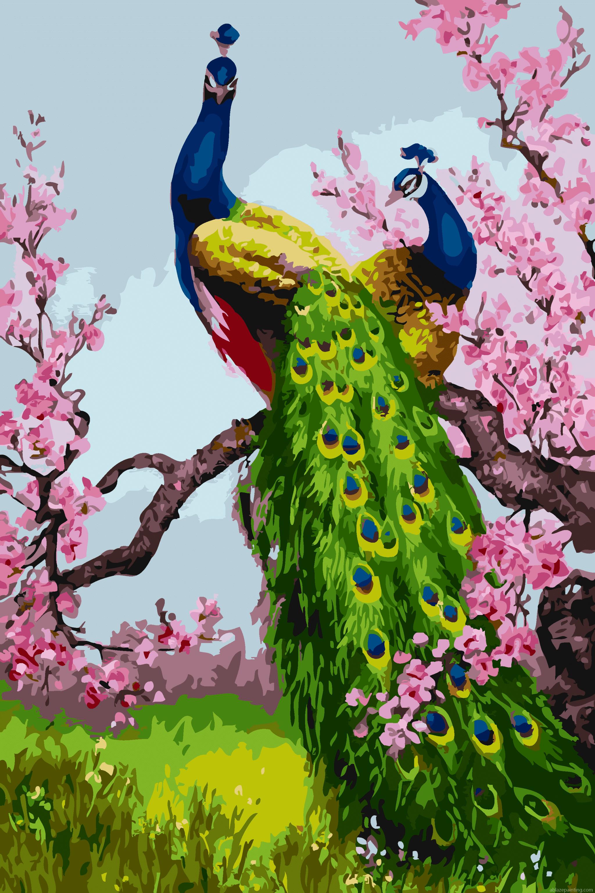 Peacocks On Cherry Blossom Tree Paint By Numbers.jpg