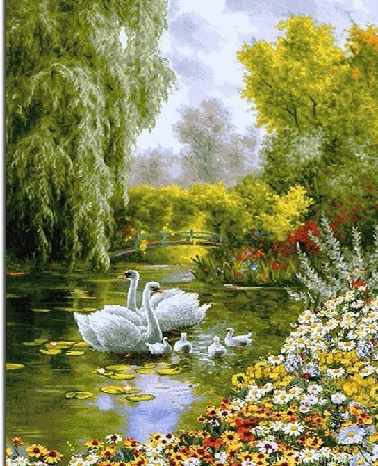 Swans In A Pond Birds Paint By Numbers.jpg