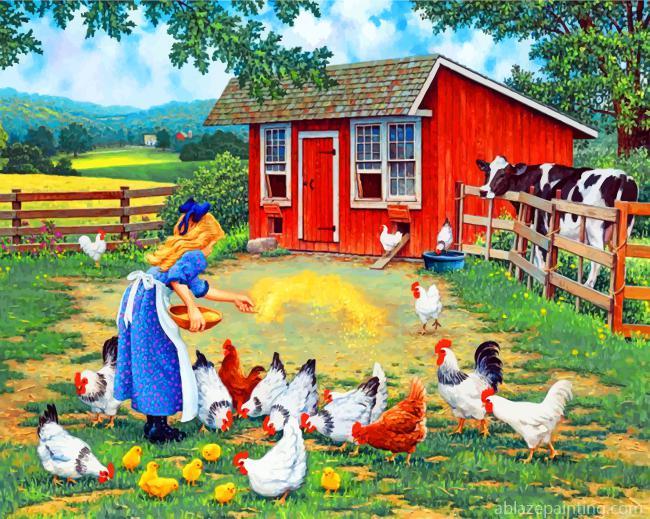 Girl Feeding Chickens Paint By Numbers.jpg