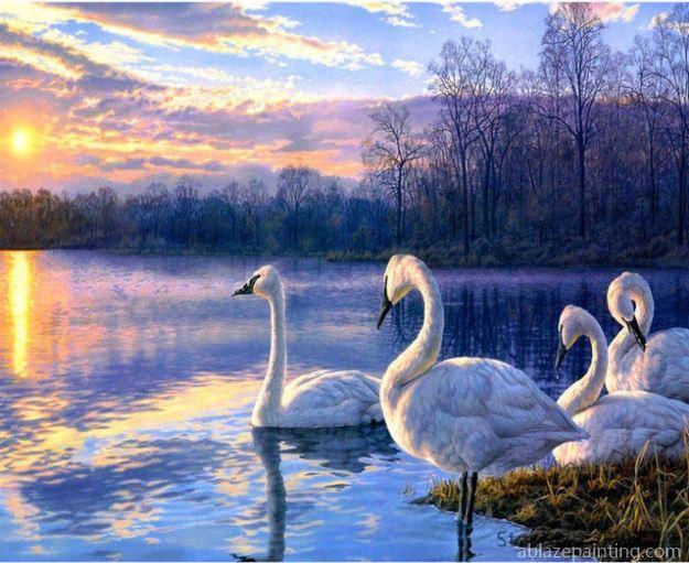 Swans In A Lake Birds Paint By Numbers.jpg