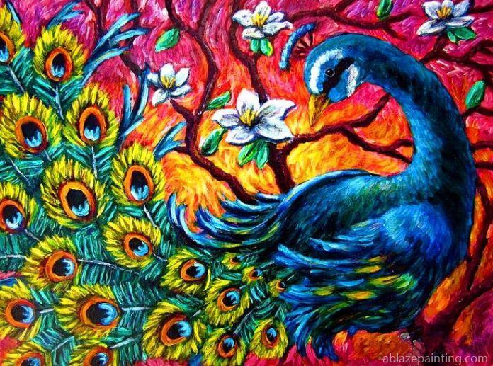 Peacock Bird And Flowers Paint By Numbers.jpg