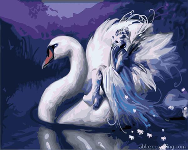 White Fairy Swan Birds Paint By Numbers.jpg