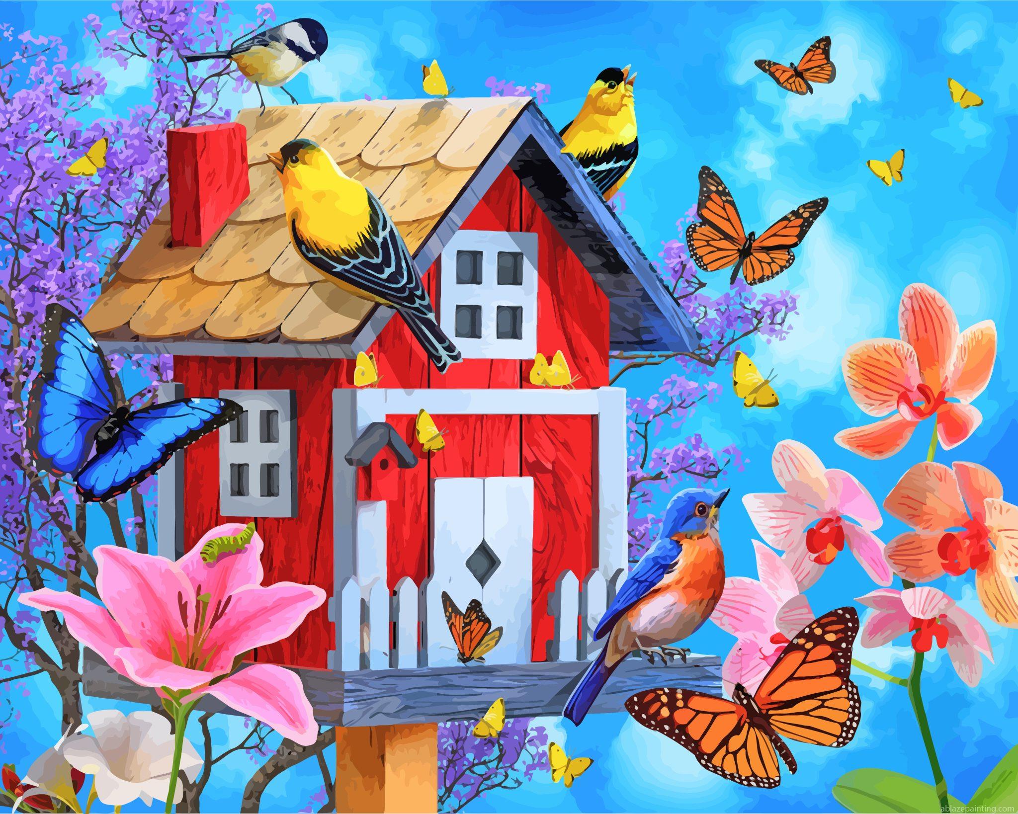 Birdhouse And Butterflies Paint By Numbers.jpg