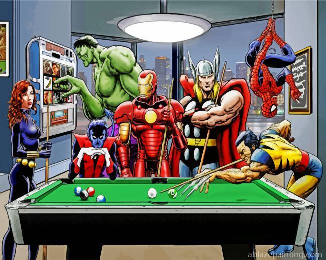 Superheroes Playing Pool Paint By Numbers.jpg