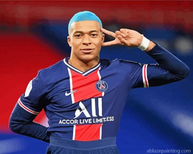 Kylian Mbappé With Blue Hair Paint By Numbers.jpg