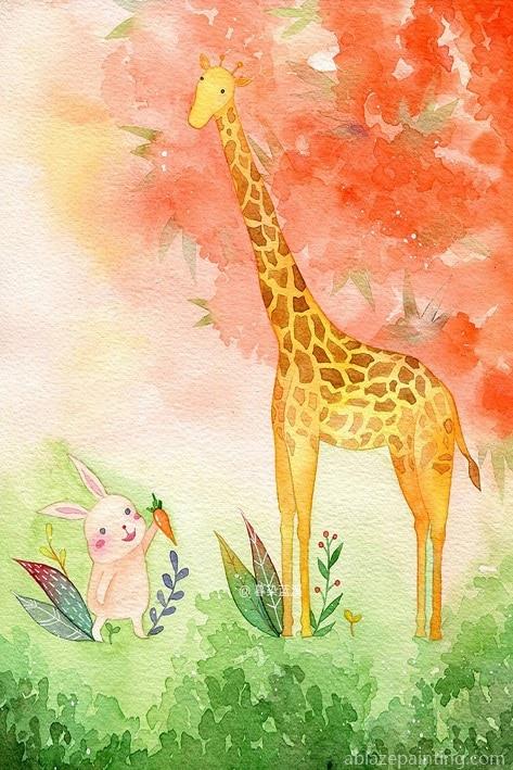 Giraffe And Rabbit Cartoon And Animation Paint By Numbers.jpg
