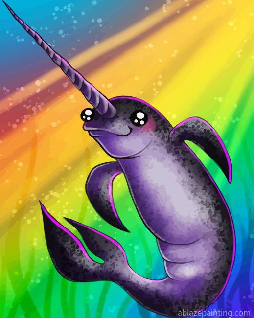 Cute Narwhal And Rainbow Paint By Numbers.jpg