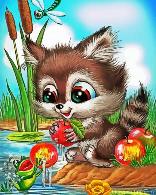 Cute Raccoon Cartoon Paint By Numbers.jpg