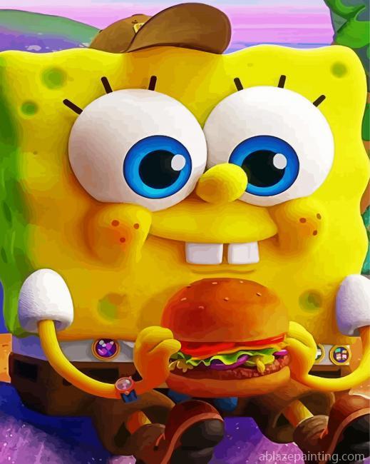 Spongebob Eating Burger Paint By Numbers.jpg