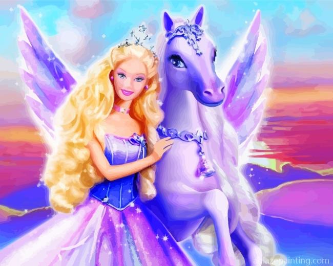 Barbie And Purple Horse Paint By Numbers.jpg