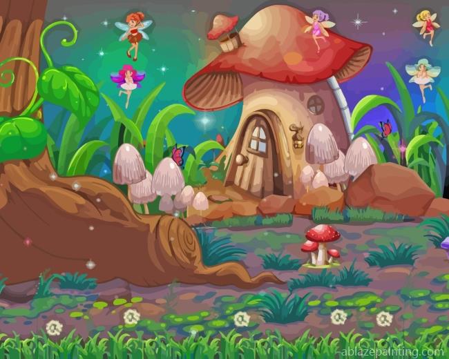 Mushroom House And Fairies Paint By Numbers.jpg