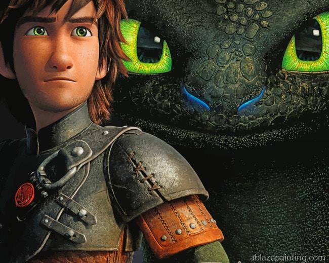 Hiccup With His Black Dragon Cartoons Paint By Numbers.jpg