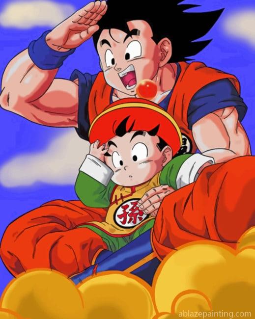 Goku And Gohan Flying Cartoons Paint By Numbers.jpg