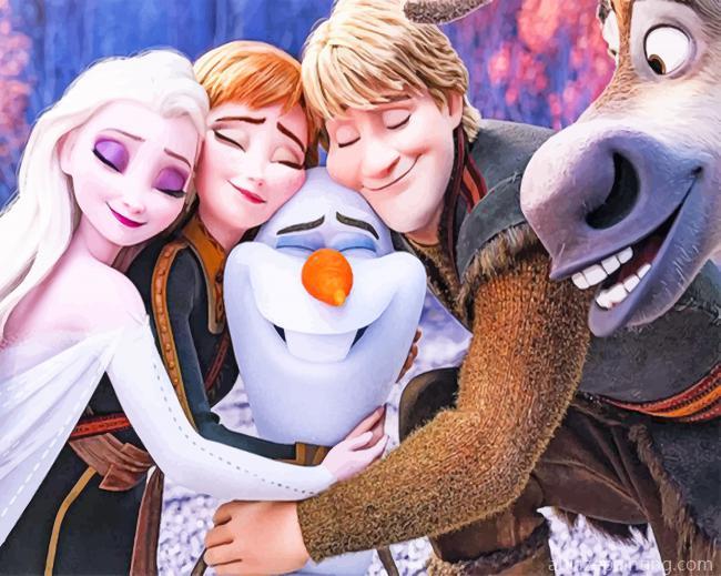 Frozen Movie's Characters Hugging New Paint By Numbers.jpg