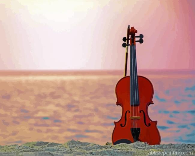 Aesthetic Brown Violin In Beach Paint By Numbers.jpg