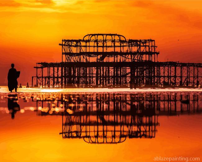 Pier Silhouette Reflection Paint By Numbers.jpg