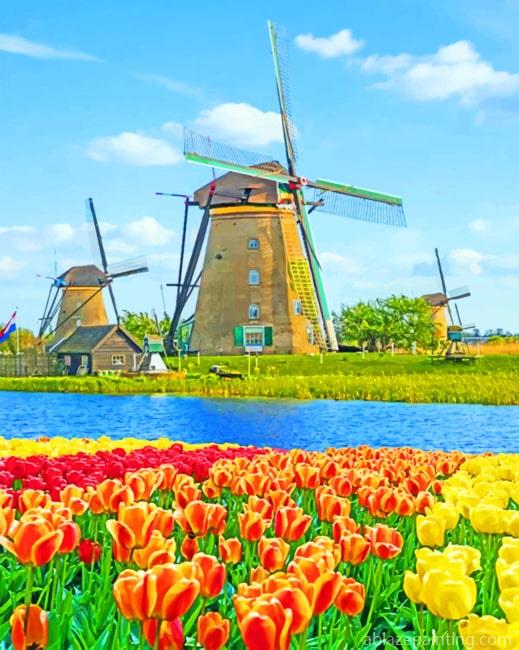 Kinderdijk Netherlands Windmills Paint By Numbers.jpg