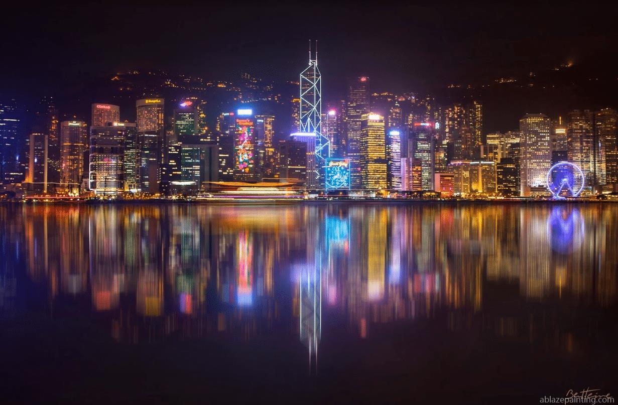Hong Kong Skyline Lights Cities Paint By Numbers.jpg