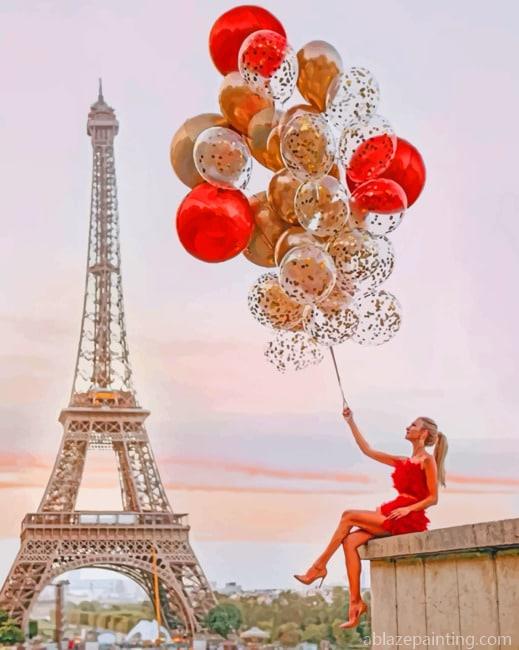 Girl Holding Balloons In Eiffel Tower New Paint By Numbers.jpg
