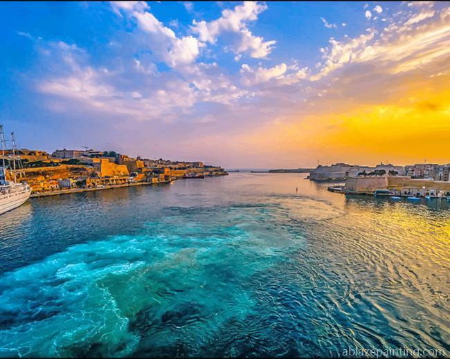 Malta Harbor Sunset Paint By Numbers.jpg