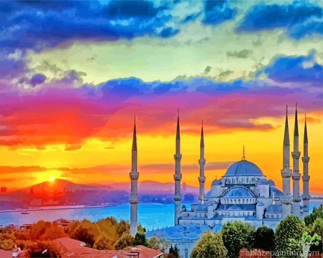 Blue Mosque At Sunset Paint By Numbers.jpg